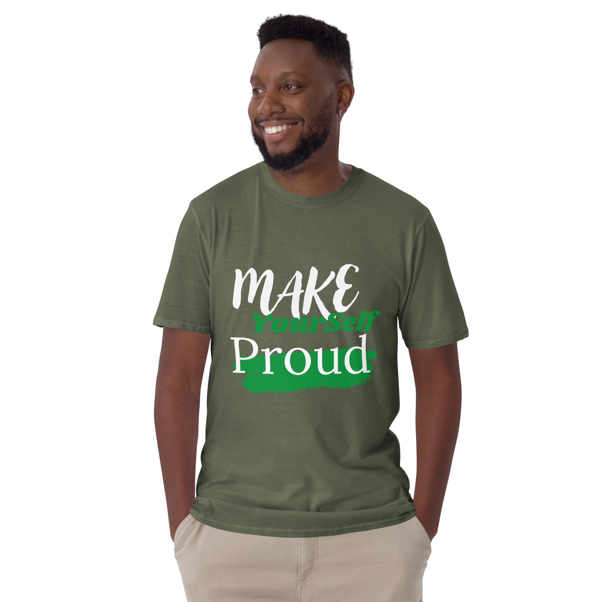 Make Yourself Proud Yellow & Black Short Sleeve Unisex T-Shirt – Cotton Streetwear - Image 4