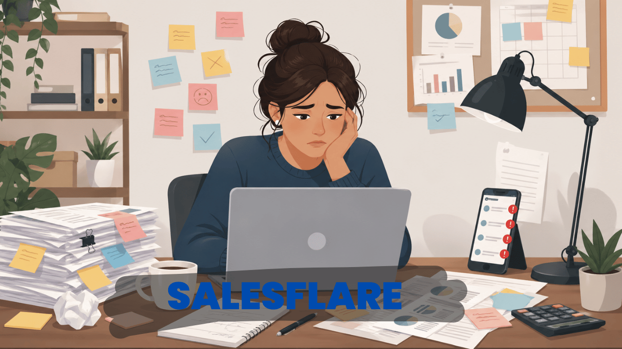 "Small business owner overwhelmed by manual sales tracking without a CRM for small business automation"