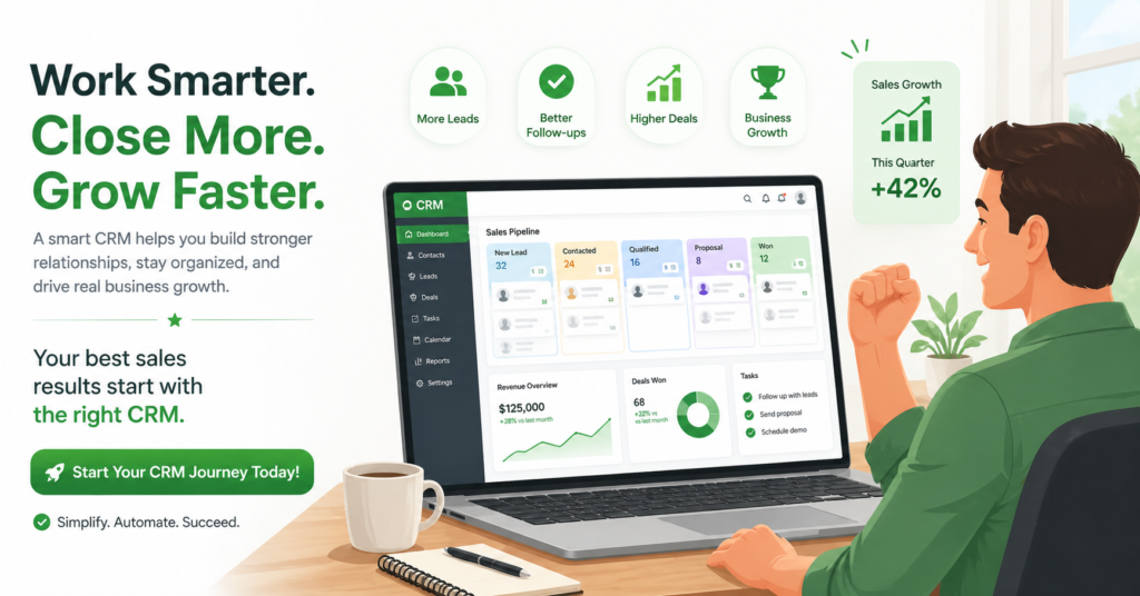 "Small business owner closing more deals using Salesflare CRM automation software with organized sales pipeline"